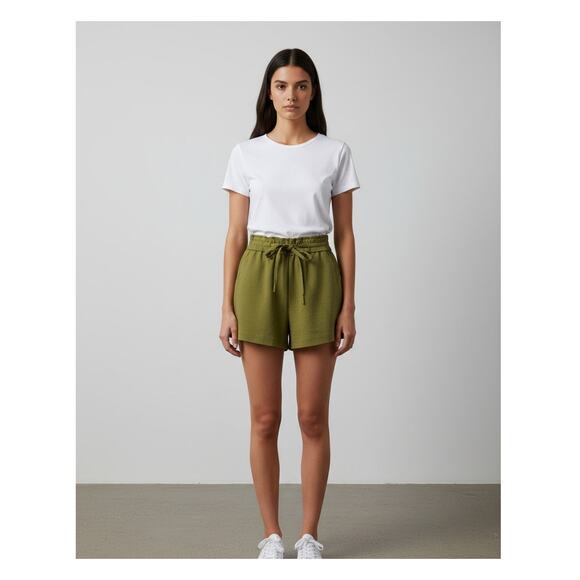 Uniqlo Pants - Uniqlo Womens Paperbag Shorts High Rise Drawstring Waist Green Size Small